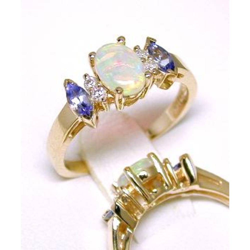 Jewelryweb Simulated Opal/Tanzanite and Diamond Ring - Size 9.0