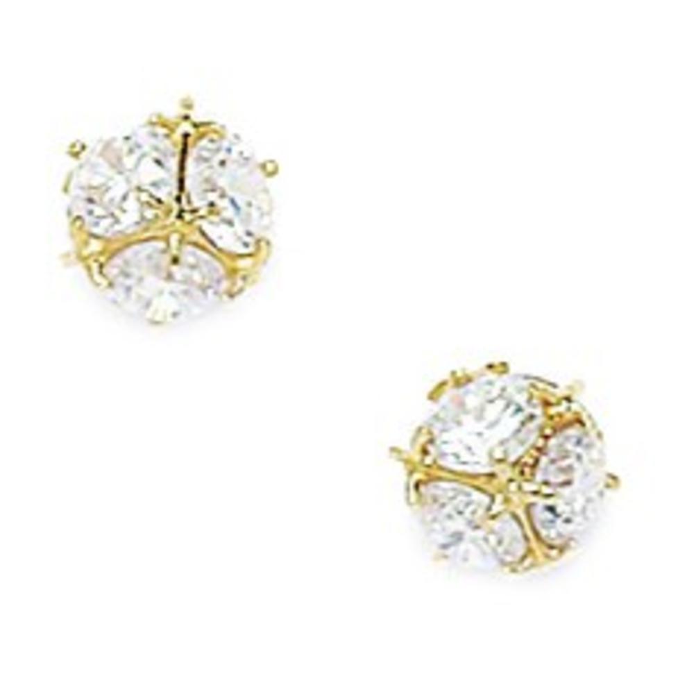 Jewelryweb Sterling Silver Gold-Flashed Cubic Zirconia Medium Ball Fancy Post Earrings - Measures 6x6mm