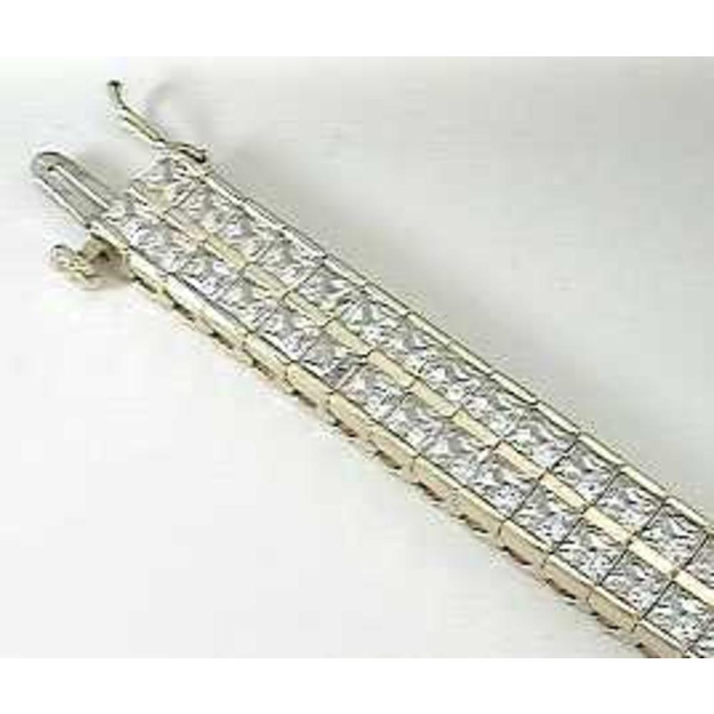 Jewelryweb Two-row Princess-cut Cubic Zirconia Bracelet
