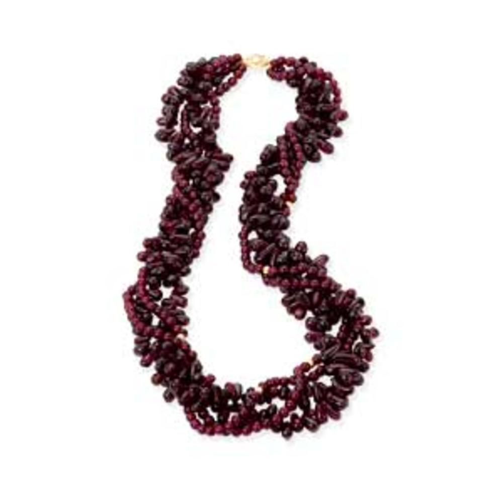 Jewelryweb 14k Four Strands Garnet With 3mm Gold Beads Necklace 17 Inch