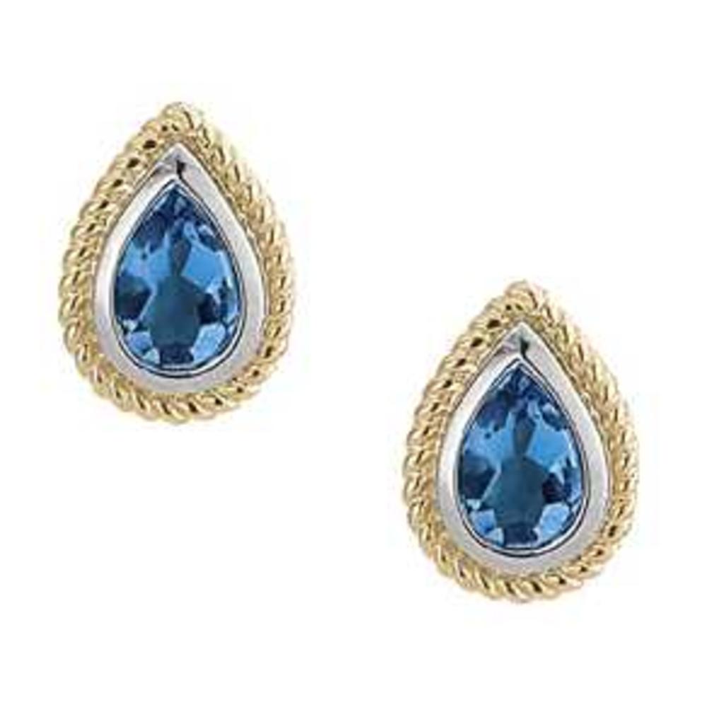 Jewelryweb 14k White Pear-Shape 6x4 mm Blue Topaz Earrings