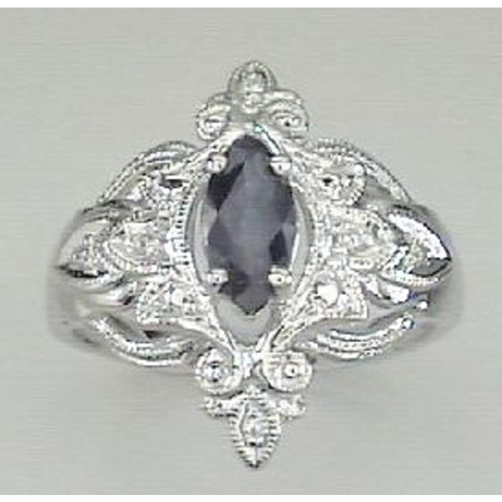 Jewelryweb WG Antique Sapphire and Diamond Ring - Size 5.0