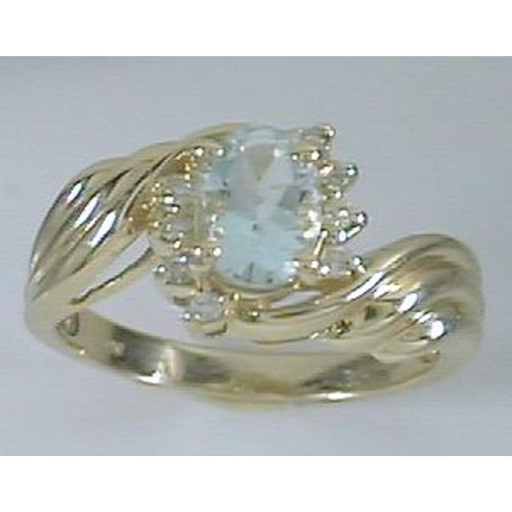 Jewelryweb Aquamarine and Diamond Ring - Size 6.5