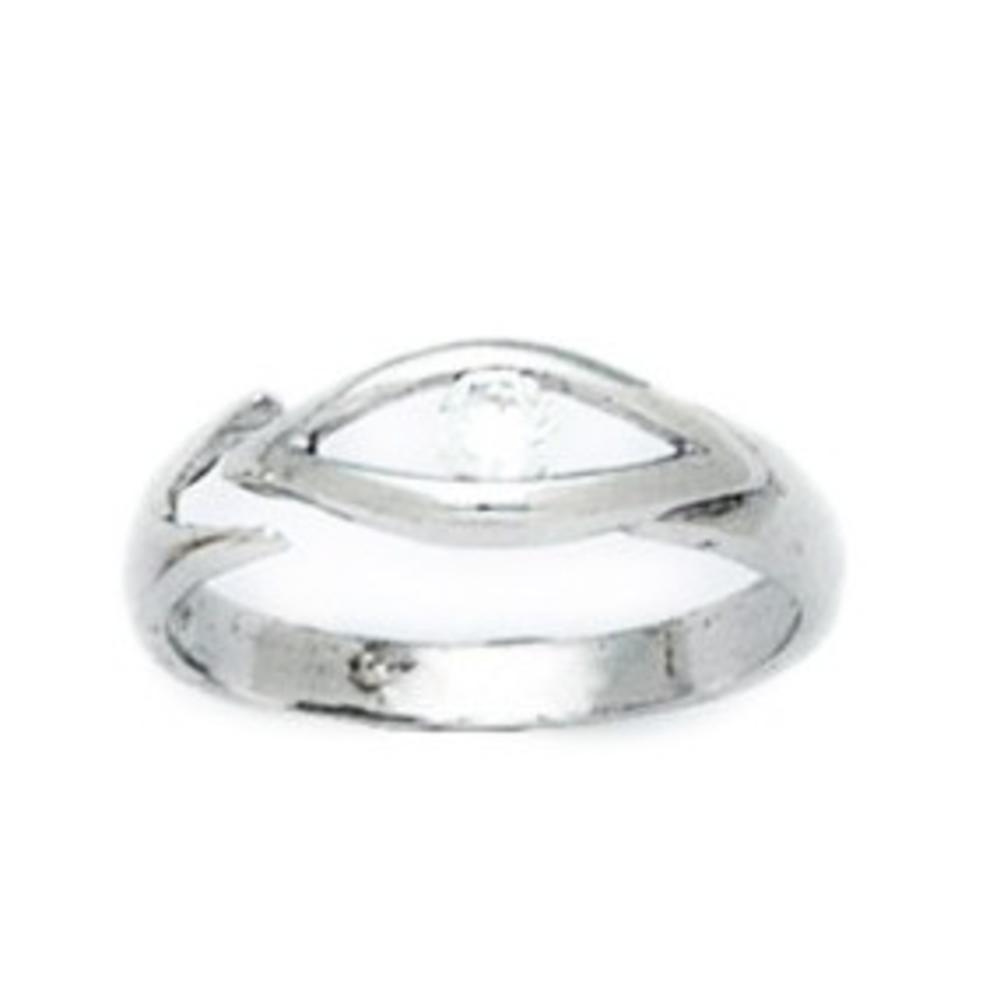 Jewelryweb Sterling Silver Rhodium Plated Cubic Zirconia Adjustable Eye Shape Body Jewelry Toe Ring