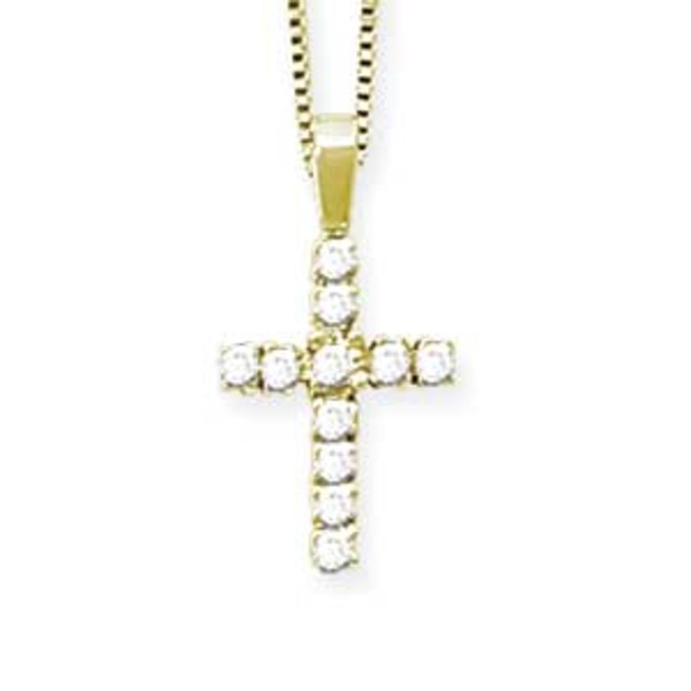 Jewelryweb 14k Yellow Diamond Cross Pendant D.18tw