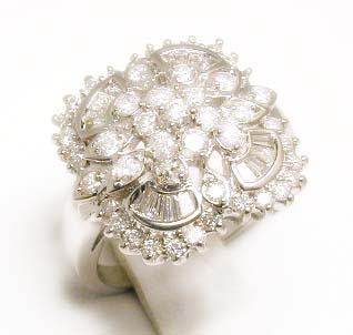 Jewelryweb Baguette and Round Diamond Cluster Ring - Size 8.0