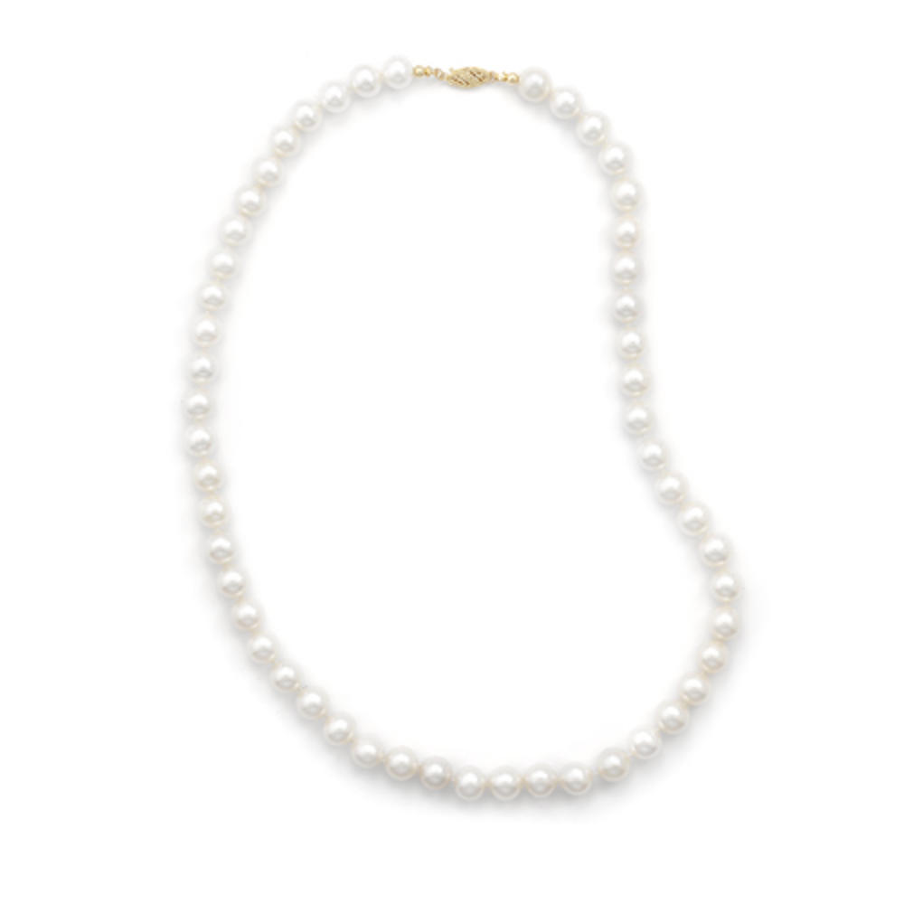 Jewelryweb 14k 30 Inch 8.5-9mm Freshwater Cultured Pearl Necklace Individually Knotted With a Yellow Gold Clasp