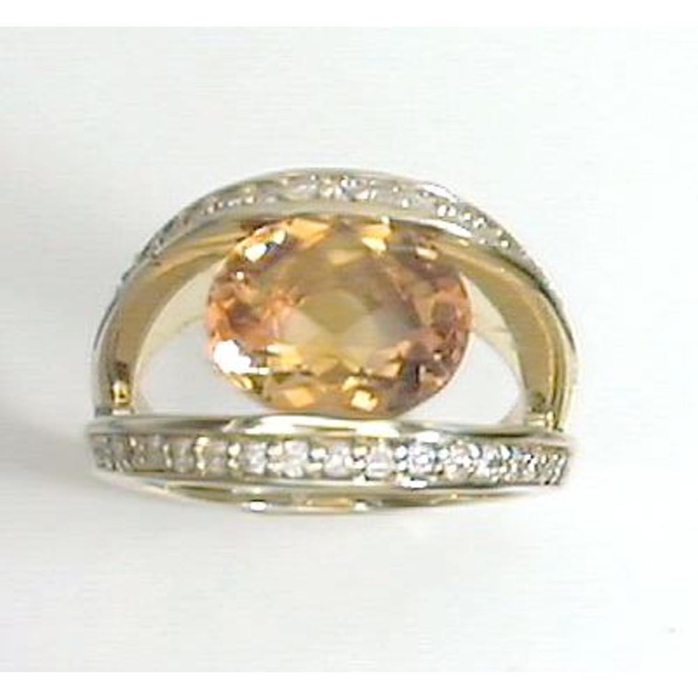 Jewelryweb Unusual Citrine and Diamond Ring - Size 9.5