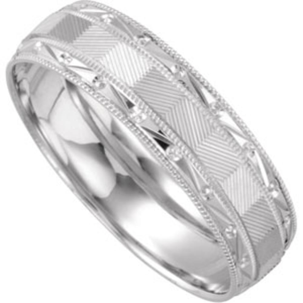 Jewelryweb 14k White Gold 6mm Light Weight Duo Band Ring - Size 8