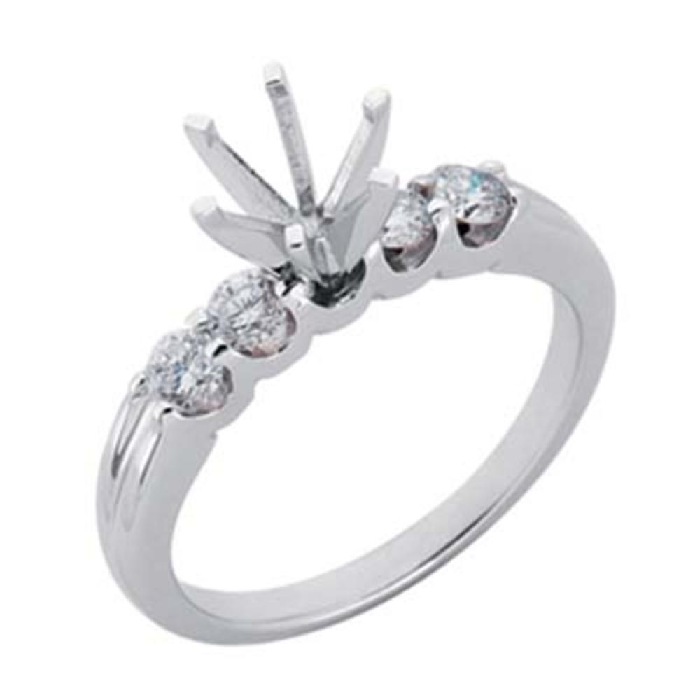 Jewelryweb 14k White Round 0.42 Ct Diamond Semi-Mount Engagement Ring - Size 7.0
