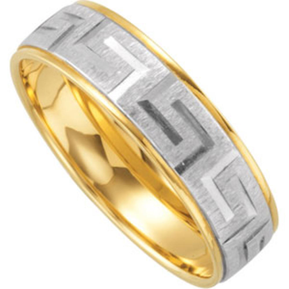 Jewelryweb 14k Two-tone Gold 6mm Light Weight Duo Band Ring - Size 8.5