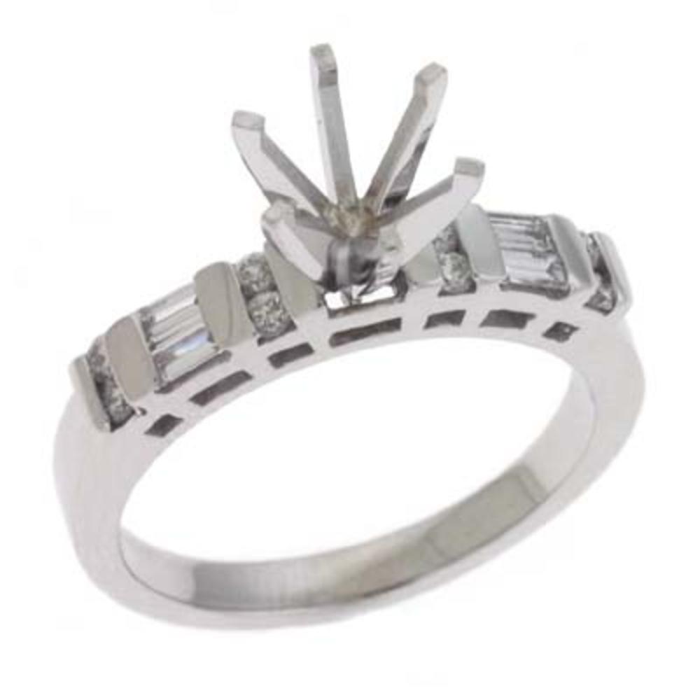 Jewelryweb Platinum Baguette Diamond Semi-Mount Engagement Ring - Size 7.0