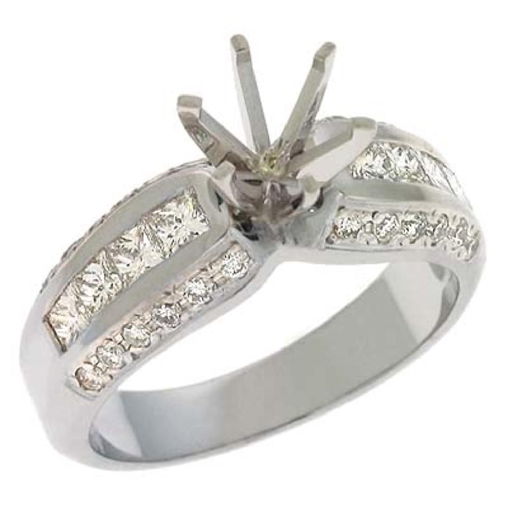 Jewelryweb Platinum Princess Cut Diamond Semi-Mount Engagement Ring - Size 7.0