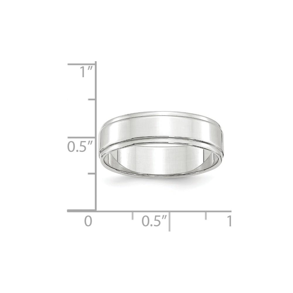 Jewelryweb 10k White Gold 6mm Flat With Step Edge Band Size 14 Ring