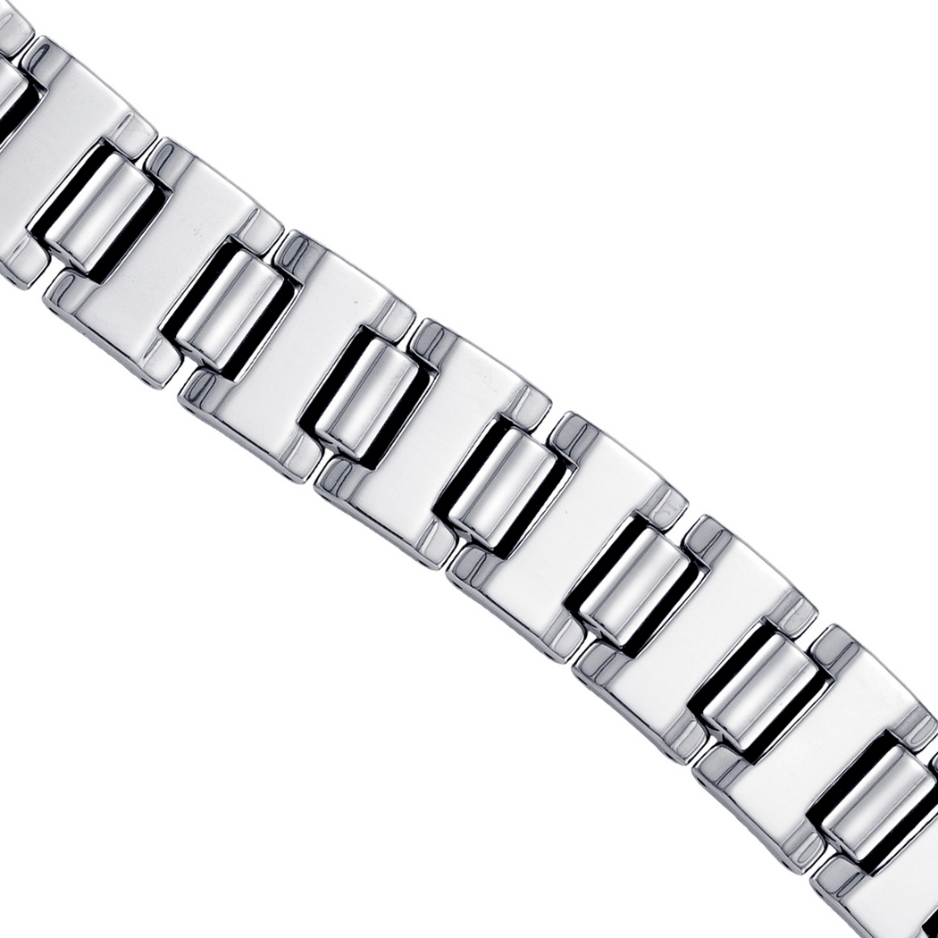 Jewelryweb Tungsten Mens Polished and Brushed Link Bracelet 16mm 8.5 Inch