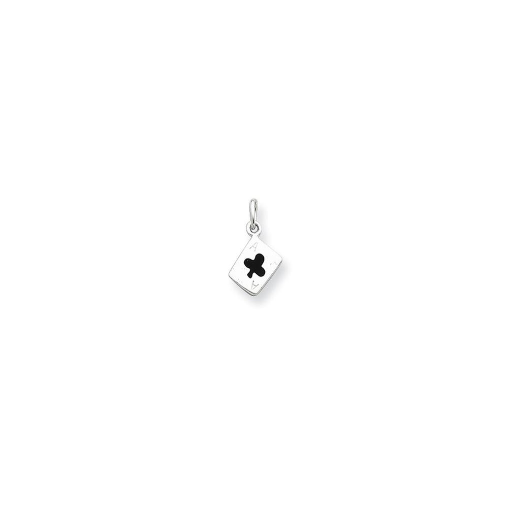 Jewelryweb Sterling Silver Enameled Ace Of Clubs Card Charm
