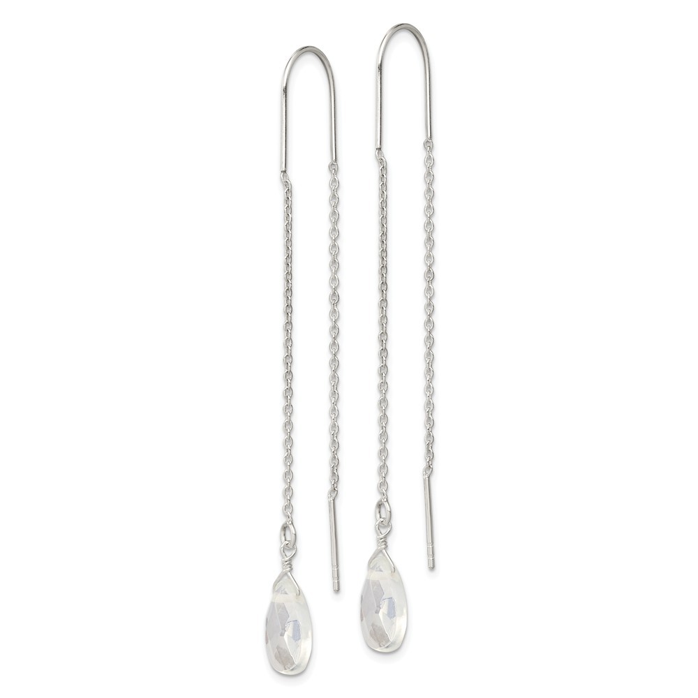 Jewelryweb Sterling Silver Simulated Opalite Threader Earrings - Measures 79x10mm Wide