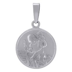 Jewelryweb 925 Sterling Silver Unisex CZ Saint Christopher Religious Charm Pendant - Measures 25.9x16.4mm Wide