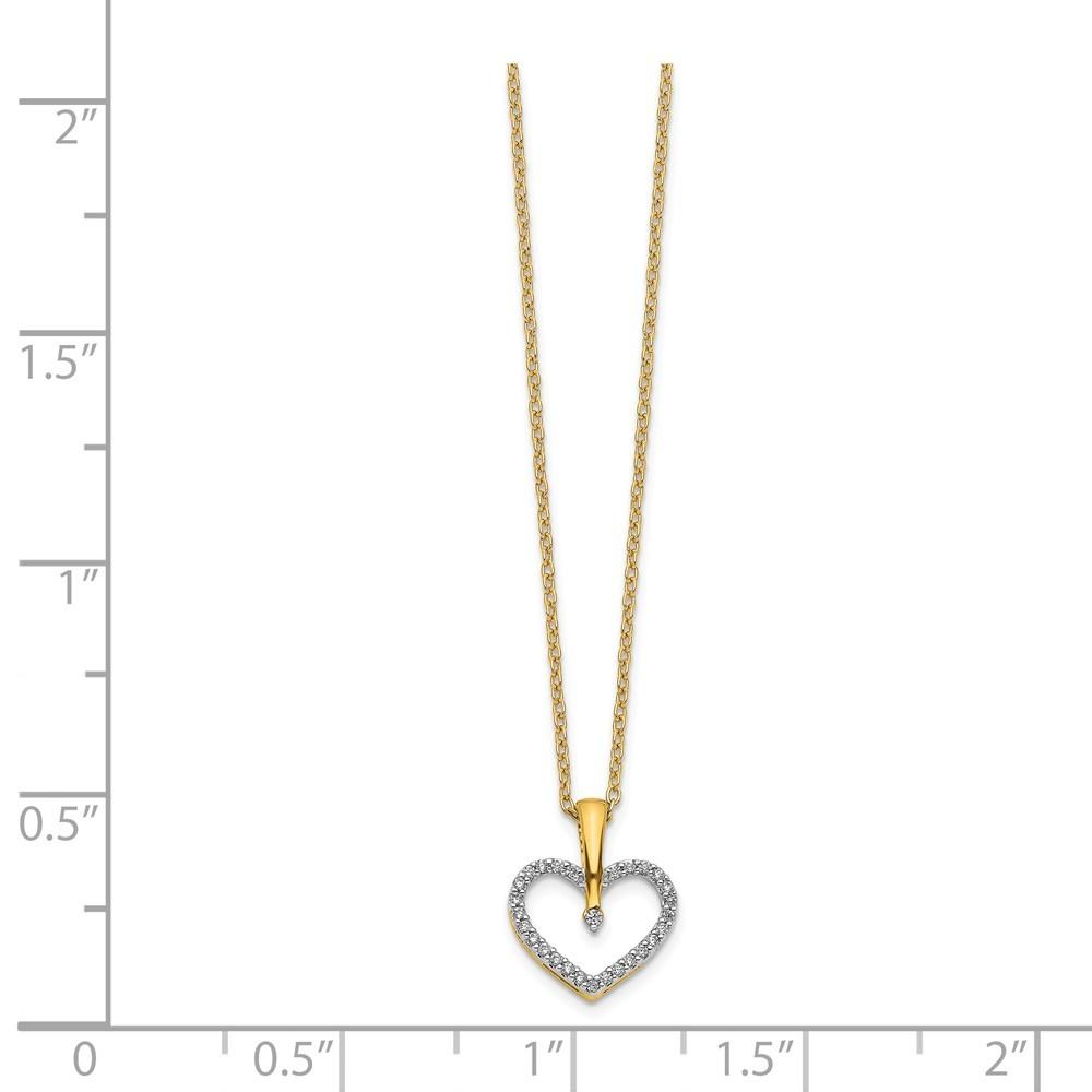 Jewelryweb 9mm 14k Yellow Gold Diamond Heart Pendant