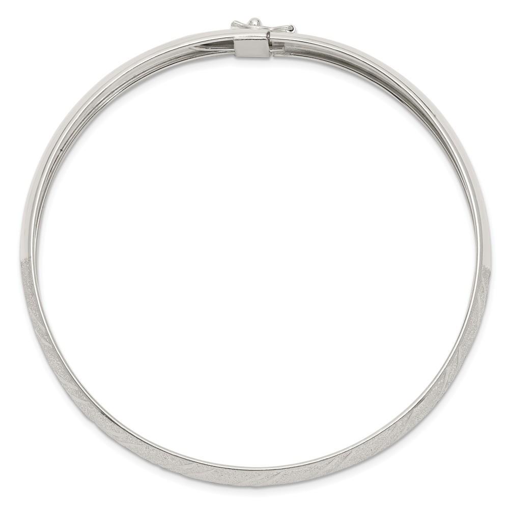 Jewelryweb Sterling Silver Polished and Textured Adjustable Bangle Bracelet