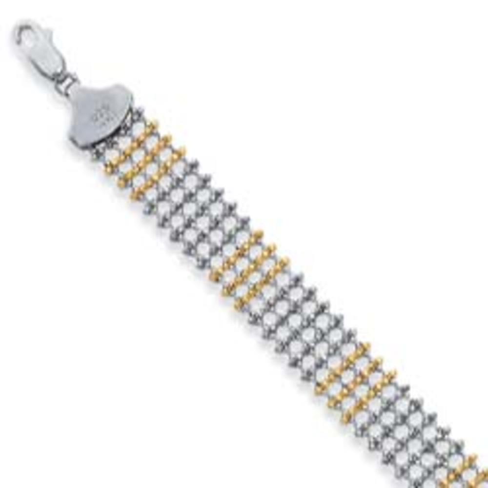 Jewelryweb Sterling Silver and 14k Yellow Beaded Bracelet - 7.25 Inch