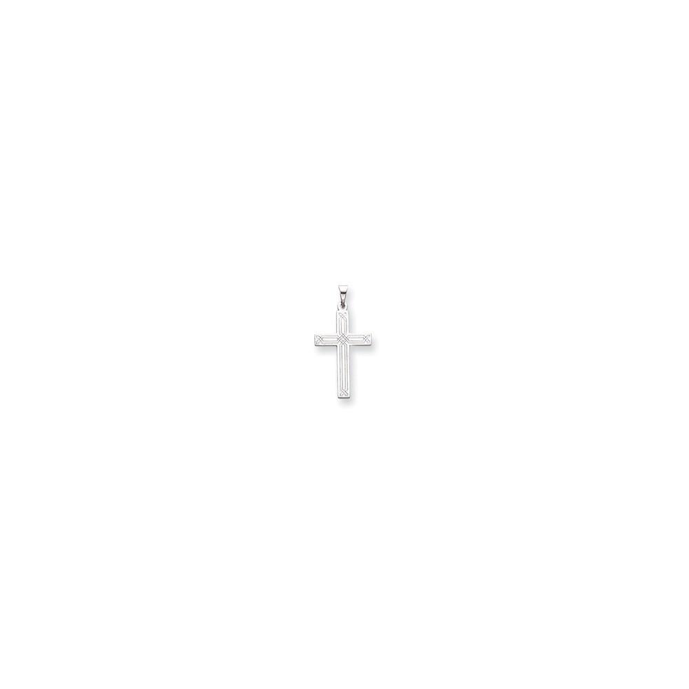 Jewelryweb 14k White Gold Solid Cross Pendant - Measures 20x14mm