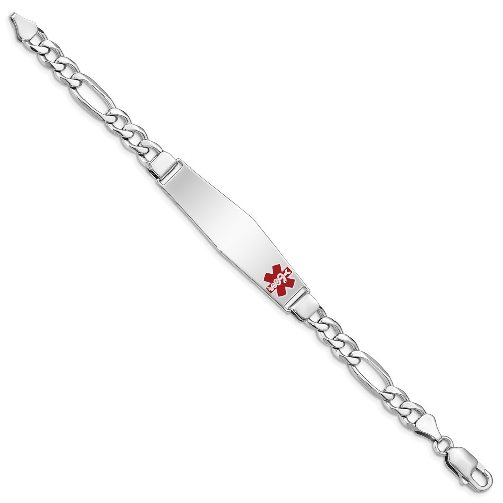 Jewelryweb Sterling Silver Medical ID Figaro Link Bracelet - 7 Inch - Lobster Claw