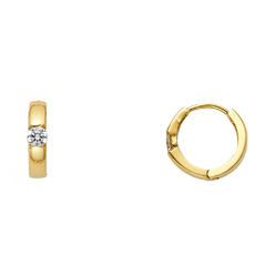 Jewelryweb 14k Yellow Gold Cubic Zirconia Hugging Earrings Earrings 12x12mm