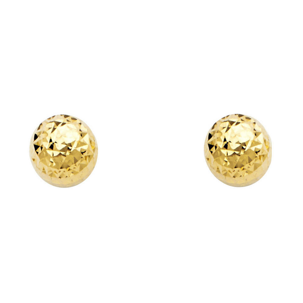 Jewelryweb 14k Yellow Gold Crystal Cut Full Ball Earrings 8mm