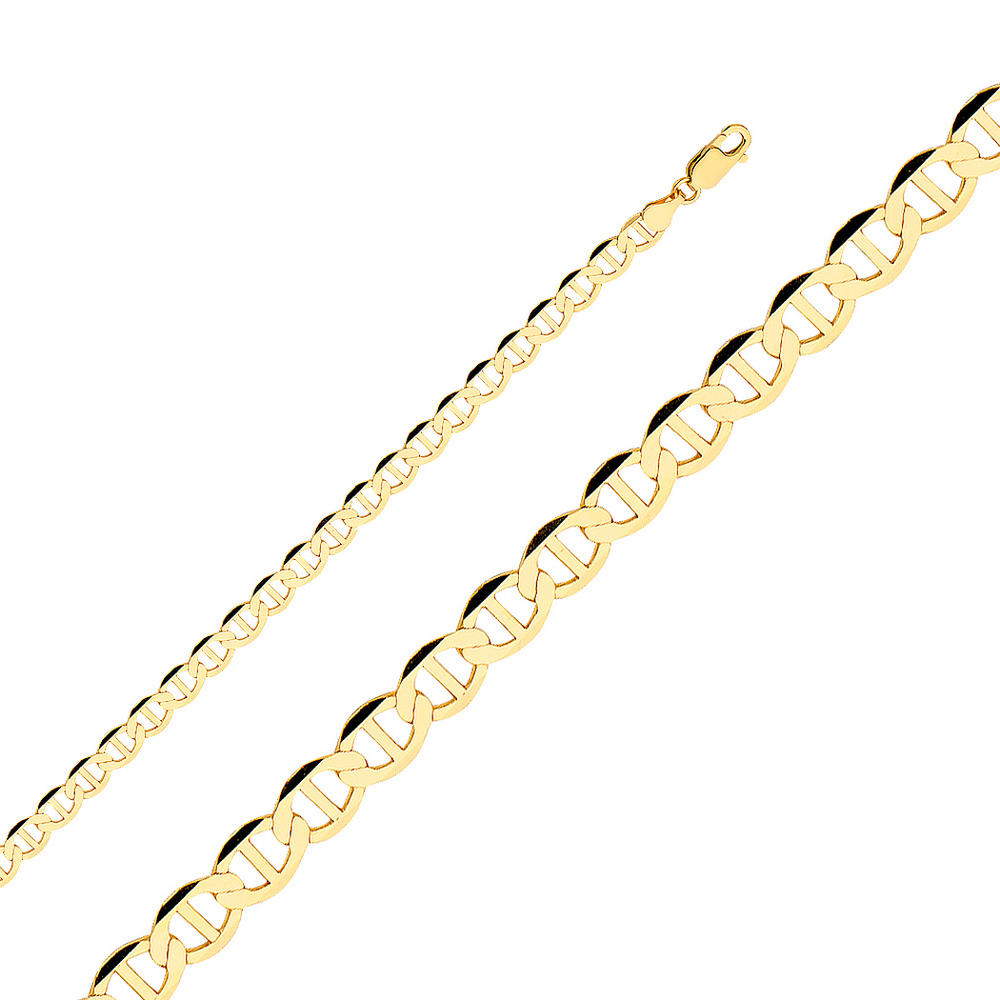 Jewelryweb 14k Yellow Gold Flat Mariner 5.5mm Lite Bracelet - 7.5 Inch