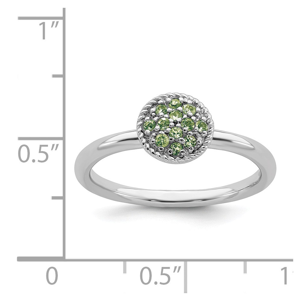 Jewelryweb Sterling Silver Stackable Expressions Peridot Rhodium Ring - Size 10