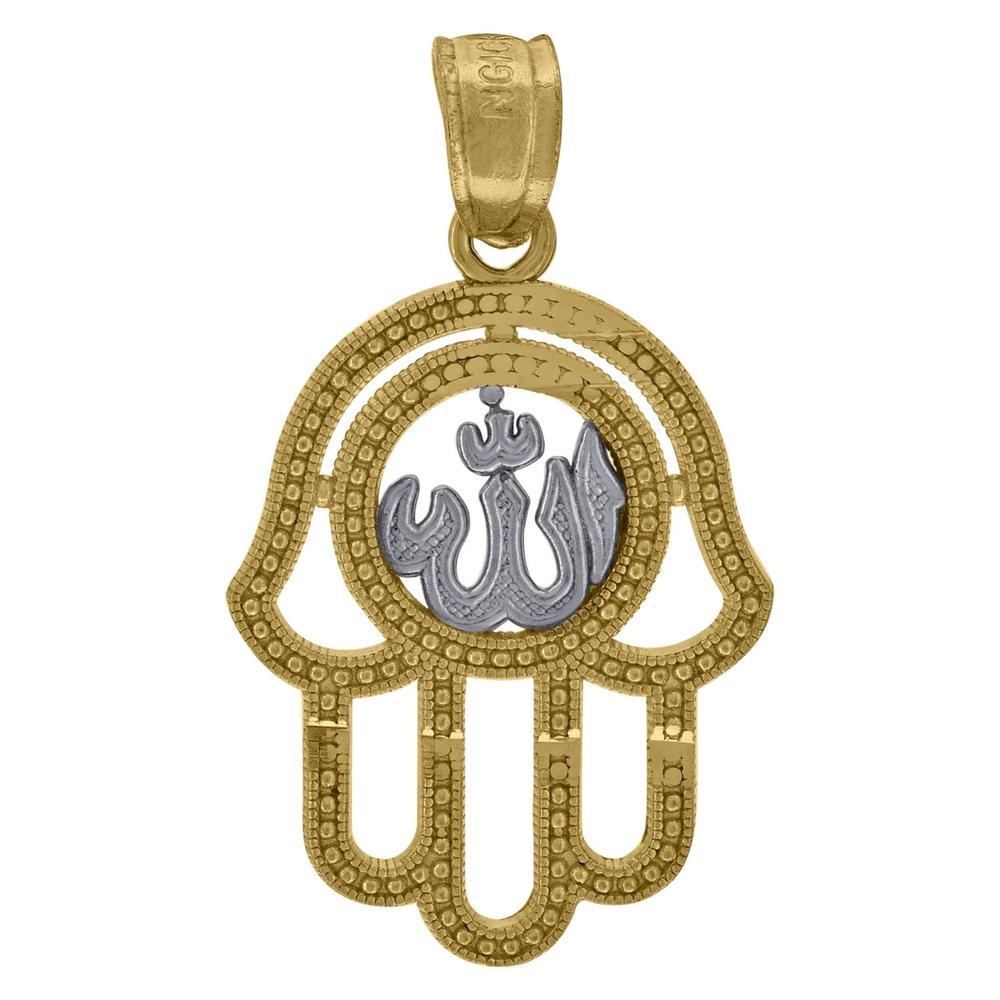 Jewelryweb 10k Two-tone Gold Mens Women Textured Religious Charm Pendant - Measures 23.2x12.50mm Wide