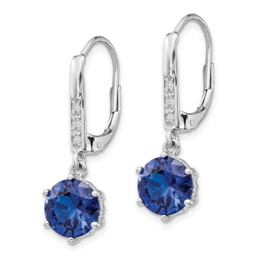 Jewelryweb Sterling Silver Cubic Zirconia Simulated Blue Spinel Dangle Earrings - Measures 27x9mm Wide
