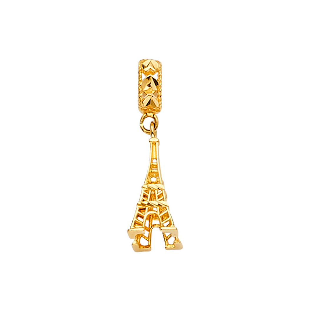 Jewelryweb 14k Yellow Gold Eiffel Charm For Mix and Match Bracelet 6x24mm