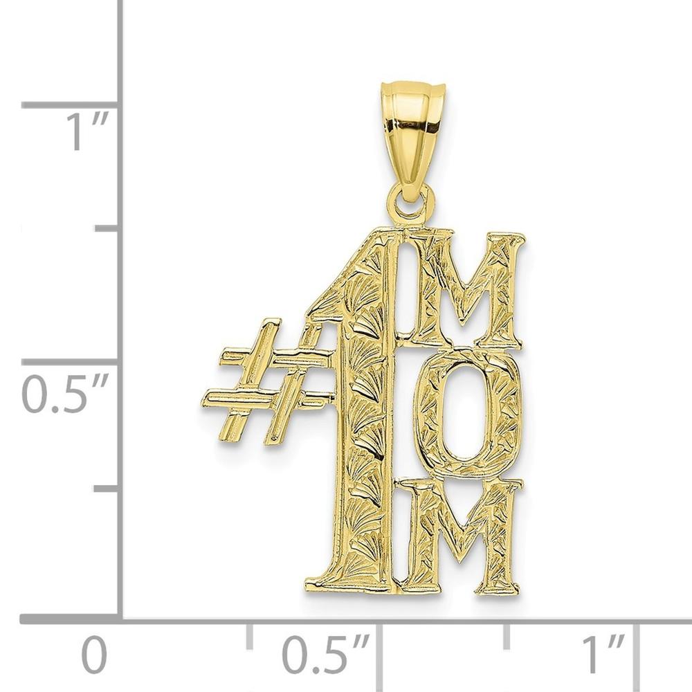Jewelryweb 10k Gold Number 1 Mom Vertical Pendant