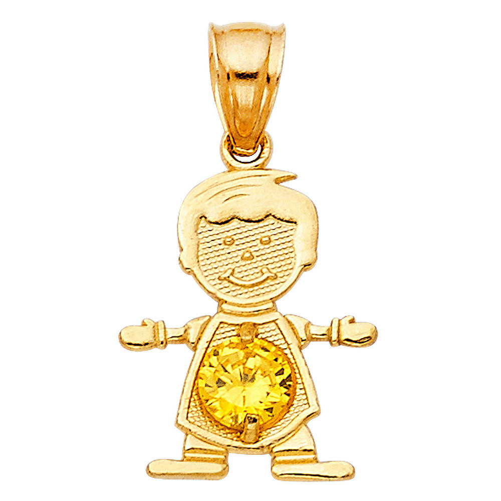 Jewelryweb 14k Yellow Gold Boy Birthstone November Birthday 12x17mm Pendant