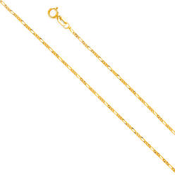 Jewelryweb 14k Yellow Gold 1.3mm Light Figaro 3 Plus 1 Links Necklace - 22 Inch