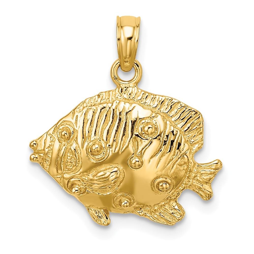 Jewelryweb 14k Gold Fish 2-d / High Polish and Engraved Charm