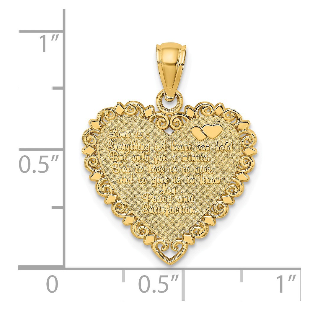 Jewelryweb 14k Gold Love Is...heart Pendant - Measures 25.8x20.9mm Wide