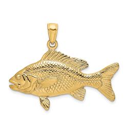 Jewelryweb 14k Gold 3-d Red Snapper Fish Textured Charm