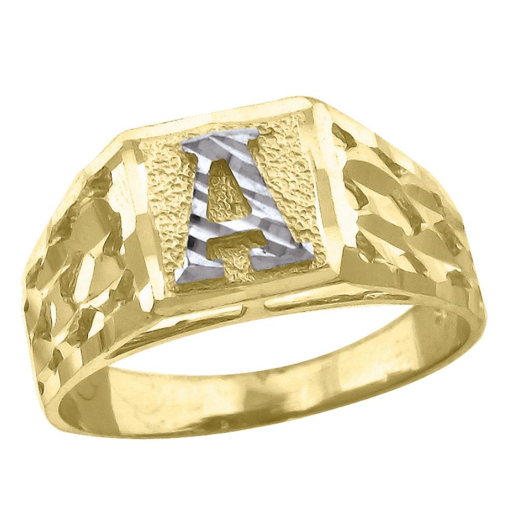 Jewelryweb 10k Two-tone Gold Baby Child Initial a Band Ring - Measures 6.6x3.50mm Wide - Size 5.5