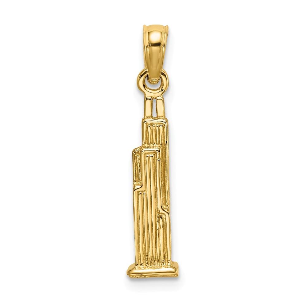 Jewelryweb 14k Gold 3-d Sears Tower (chicago) Charm - Measures 15.65x4.15mm Wide 4.5mm Thick