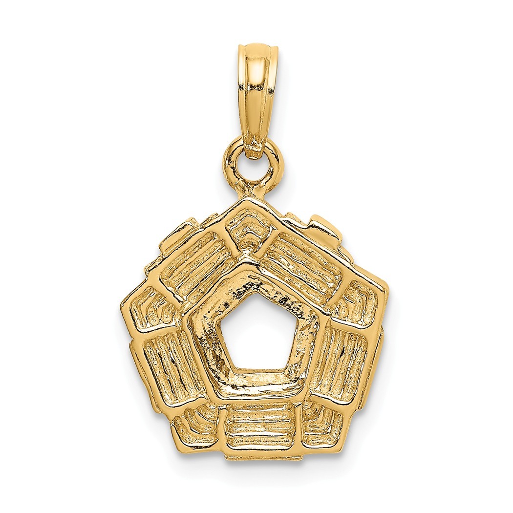 Jewelryweb 14k Gold 3-d Washington D.c. Pentagon Overview Charm