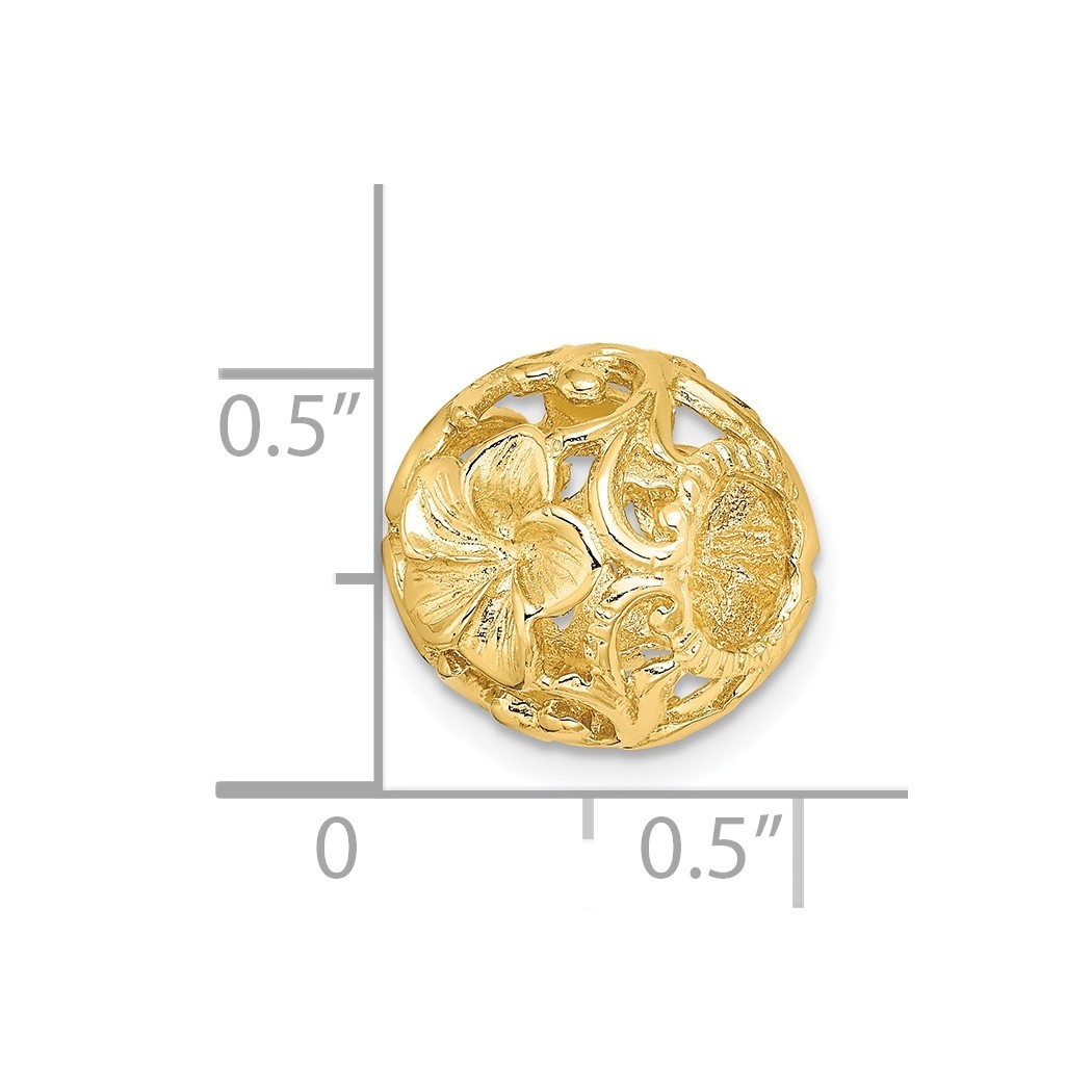 Jewelryweb 7mm 14k Gold 3-d Cut-out Flower Barrel Slide Pendant