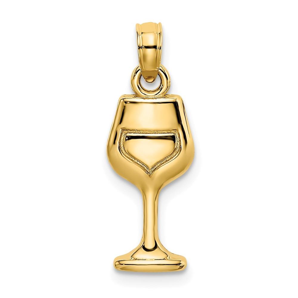 Jewelryweb 14k Gold Wine Glass 2-d Charm - Measures 14.9x7.35mm Wide 2.1mm Thick