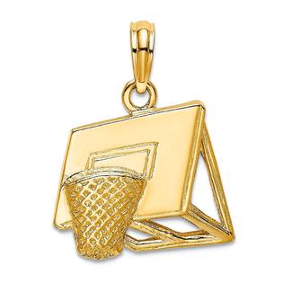 Jewelryweb 14k Gold Basketball Hoop Pendant