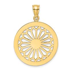 Jewelryweb 14k Gold Retro Daisy In Round Frame Gate Jewelry Charm - Measures 22.8mm long 0.5mm Thick