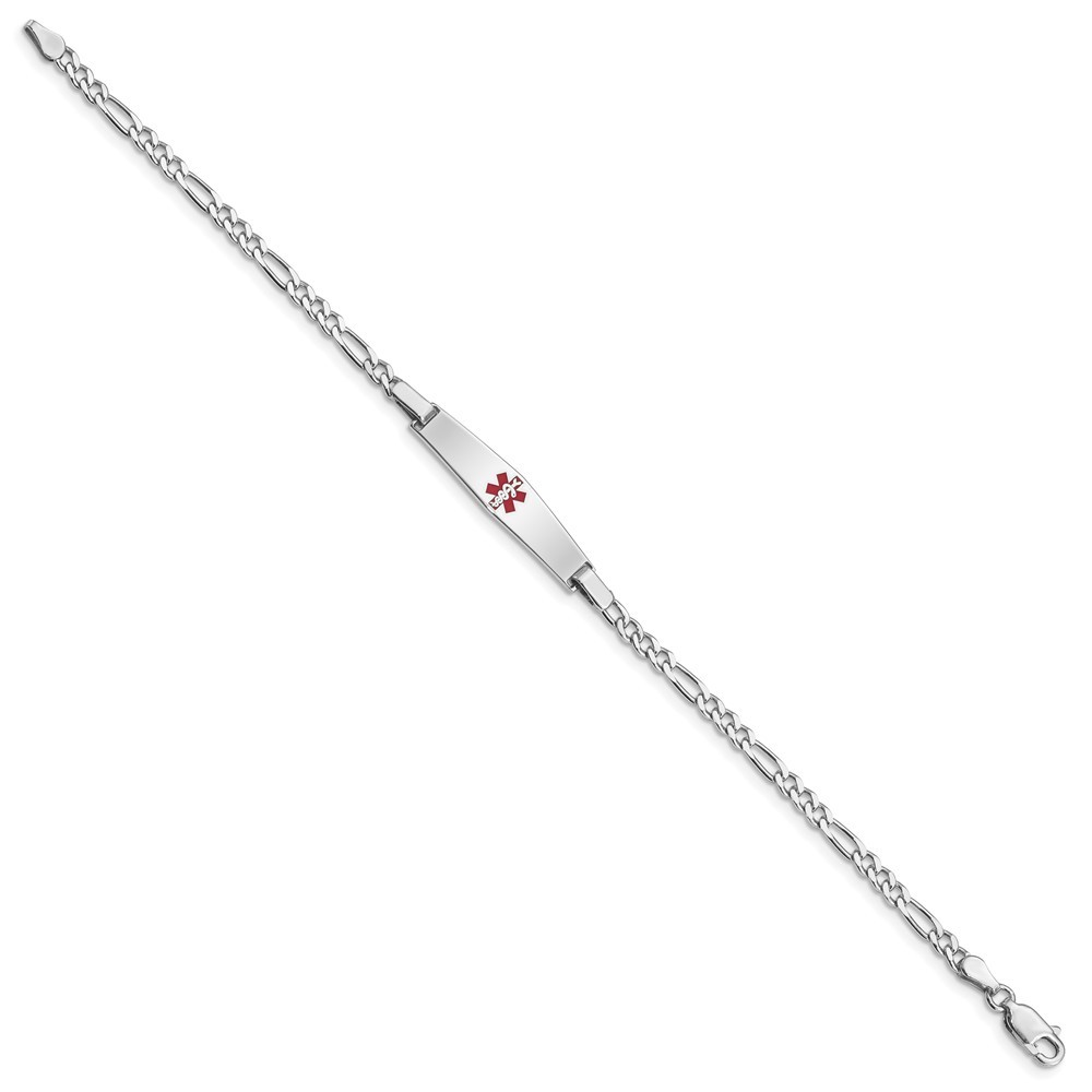 Jewelryweb Sterling Silver Medical ID Figaro Link Bracelet - 8 Inch - Lobster Claw