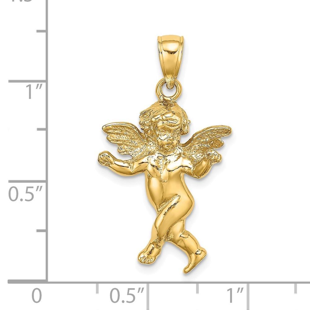 Jewelryweb 14k Gold Guardian Angel Walking With Wings Stretched Out 2-d Charm - Measures 29.1mm long
