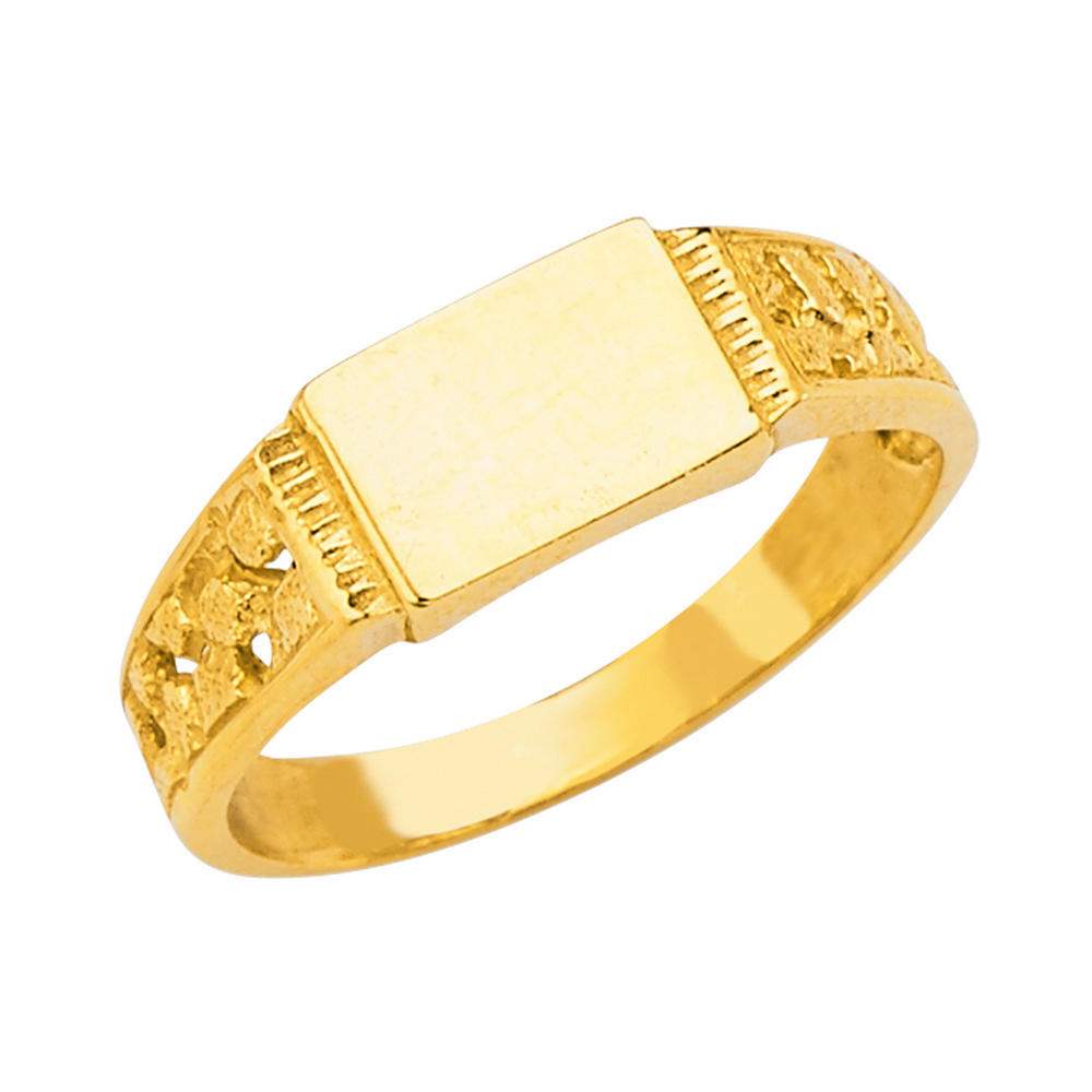 Jewelryweb 14k Yellow Gold Boys and Girls Signet Ring - Size 3